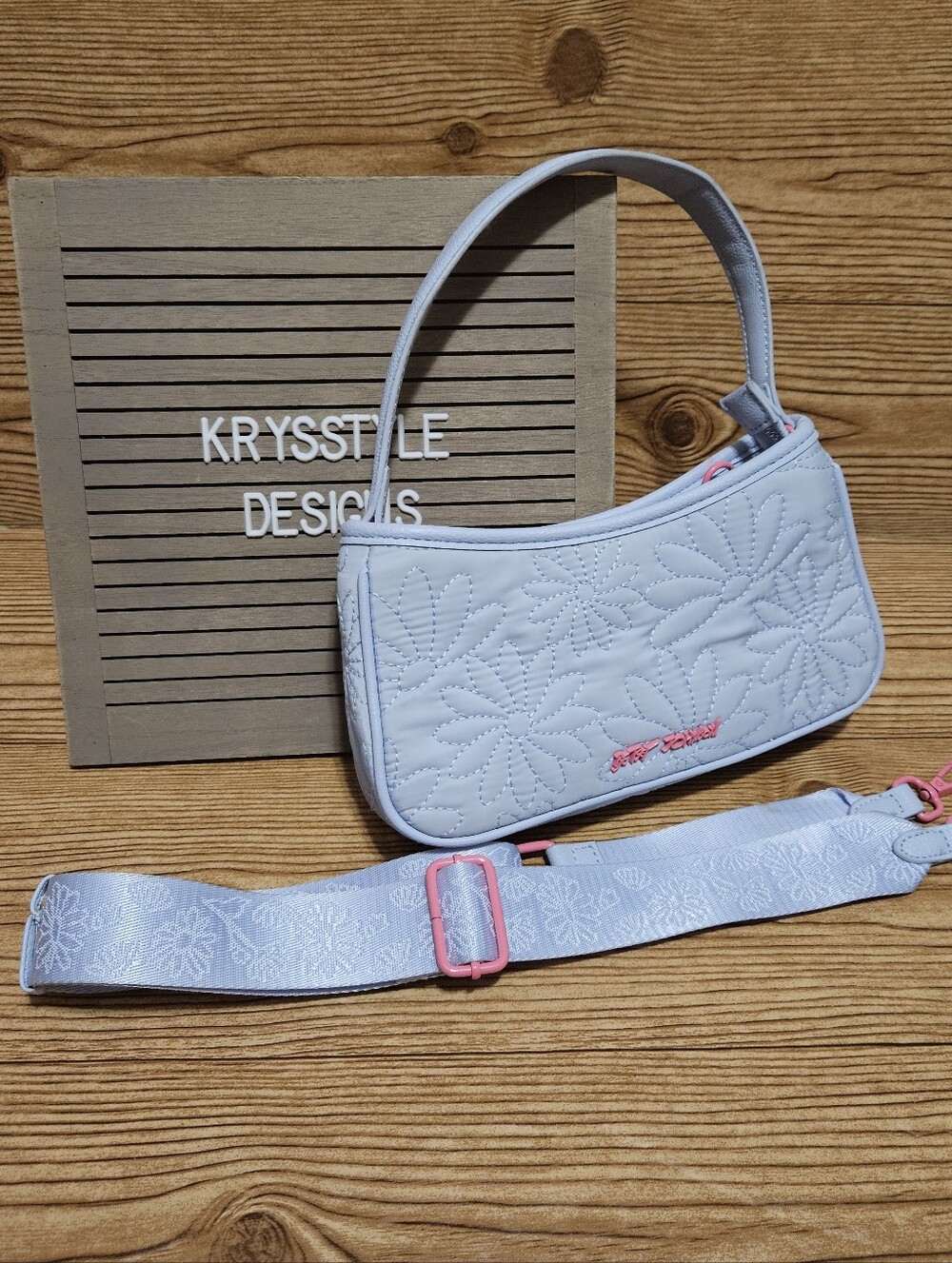 Betsey Johnson Light Blue Floral Crossbody Or Shoulder Bag
